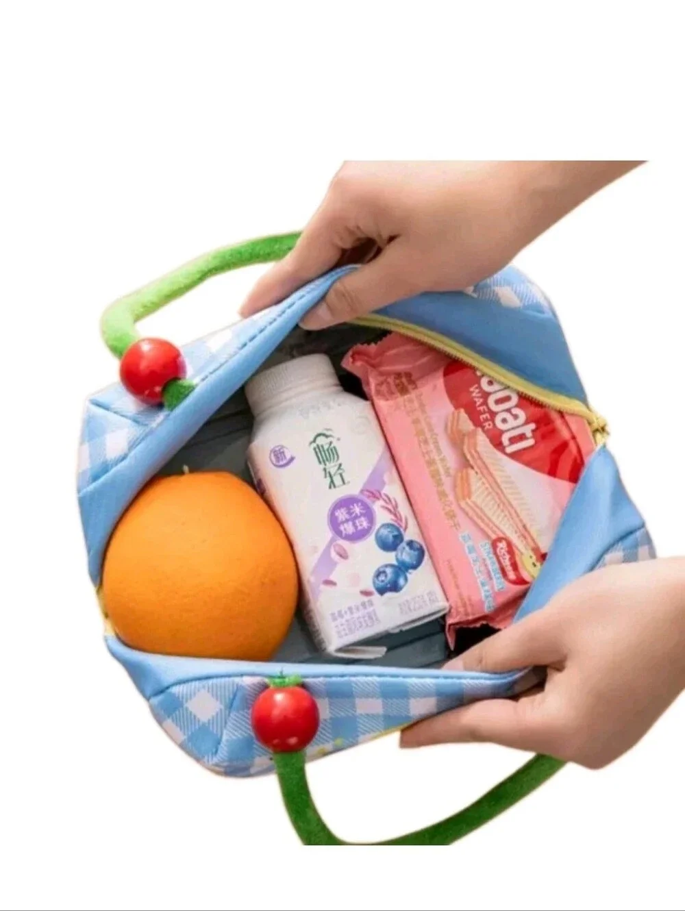 Cartoon Cherry Print Insulated Lunch Bag Snacks Cooler Tote Girls Cherries New